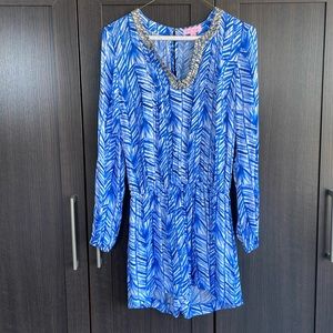Lilly Pulitzer Beaded Blue Colby Romper. Like New! Size XS